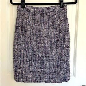 J Crew Purple and Navy Tweed Pencil Skirt Size 0